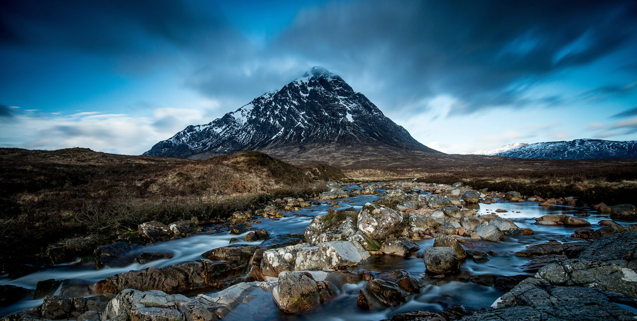 Mountain and a stream in the alps.